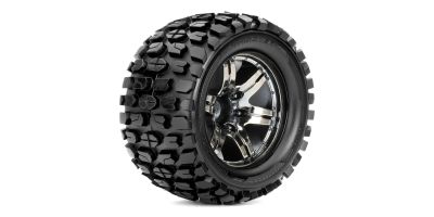 Roapex 1:10 Monster Truck tyre TRACKER on Chrome Black wheels12MM (2)